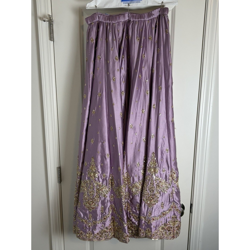 Indian Lehenga Skirt Purple Embroidered Floral wedding Party Ethnic Wear